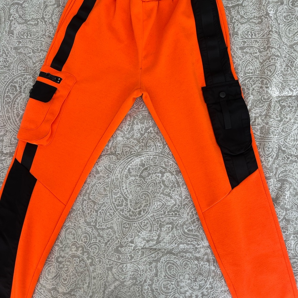 Orange and Black Cargo Joggers